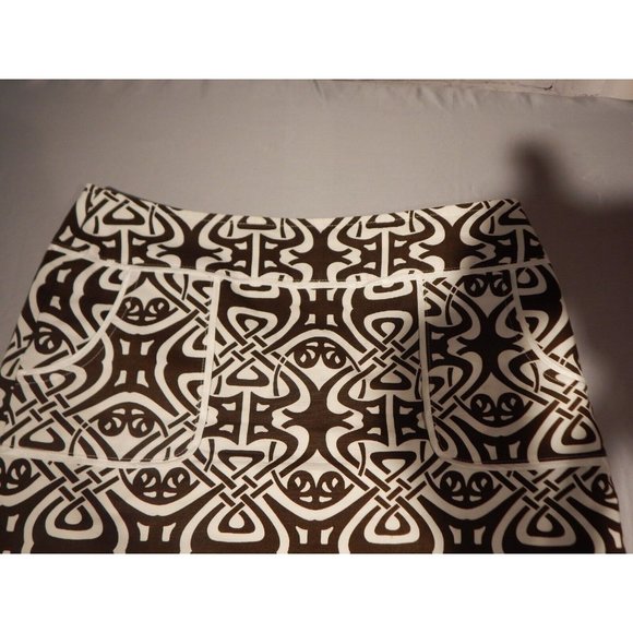 Ann Taylor  Size 8P Brown/White Geometric Print Skirt - Picture 4 of 7